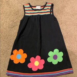 Hanna Andersson Sweater Dress Girls Size 130 or 8 Black Flowers